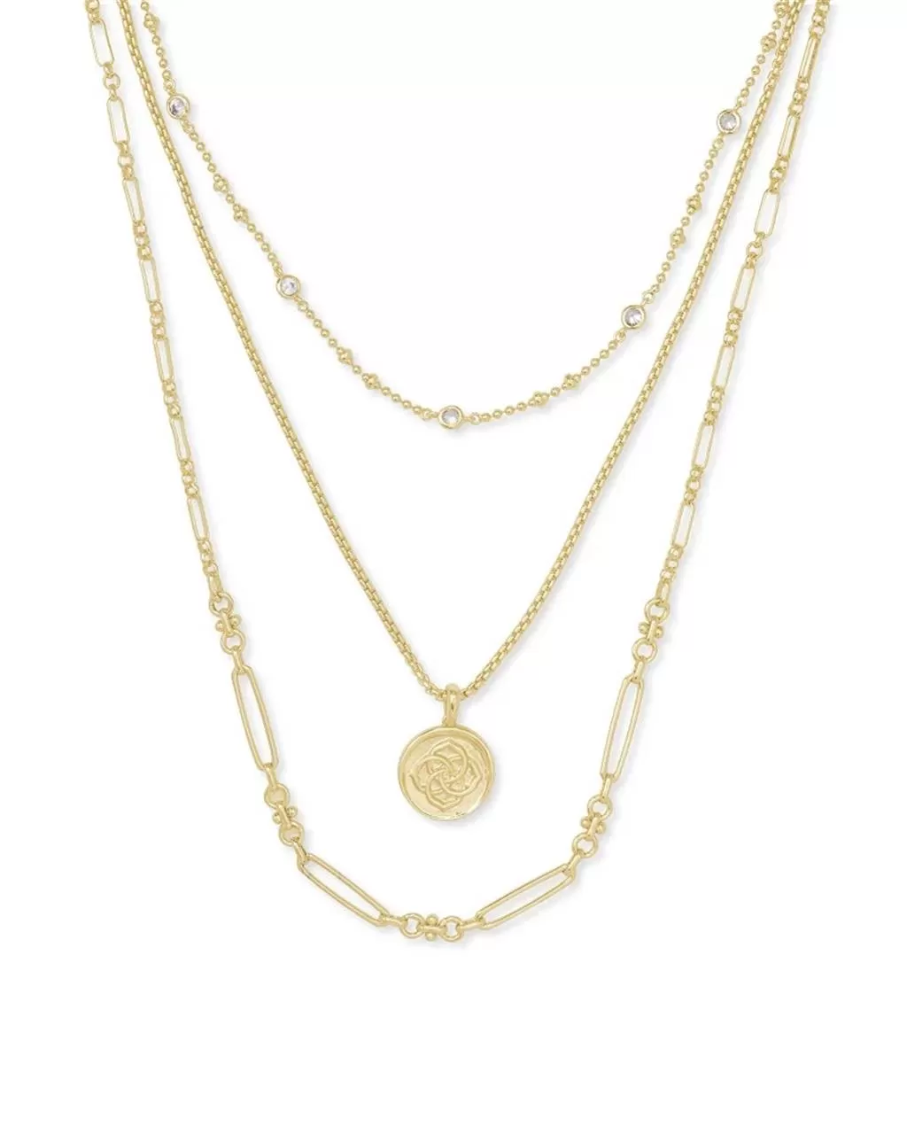 Kendra Scott Medallion Coin Triple Strand Necklace