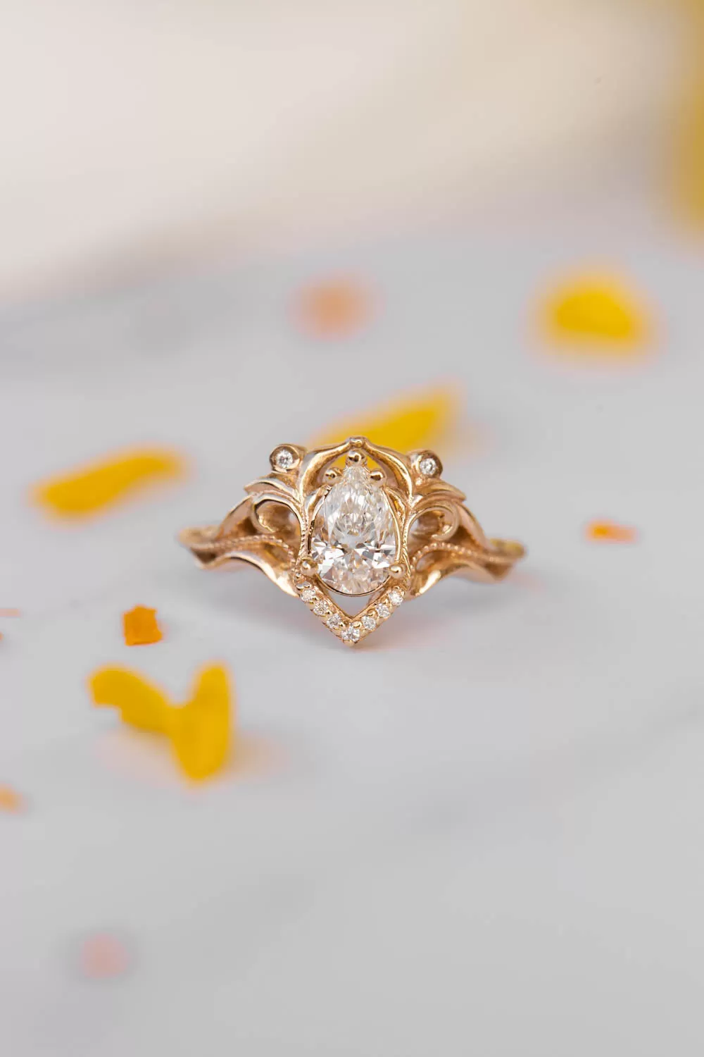 Lab grown diamond engagement ring, vintage inspired engagement ring / Lida small