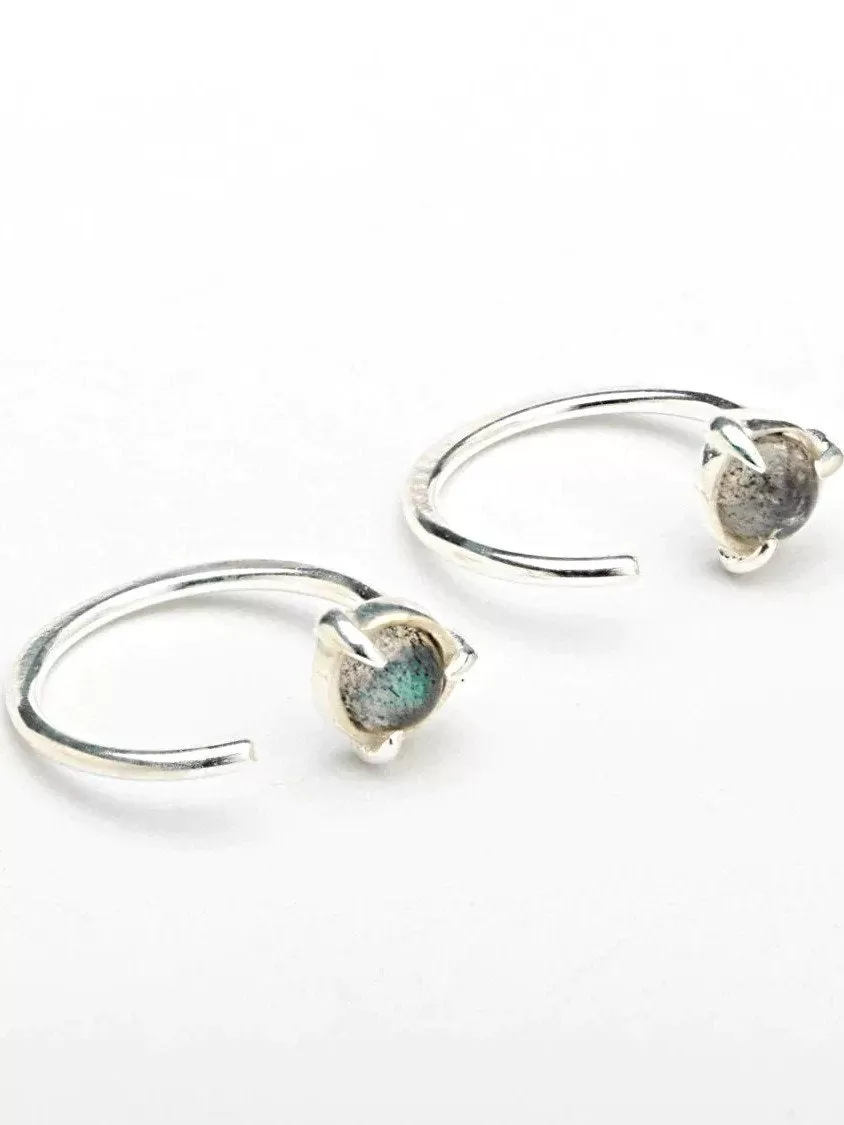 Labradorite Huggie Hoops