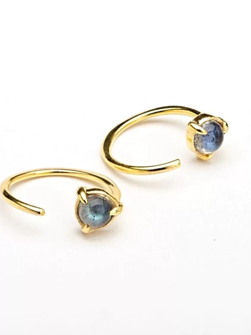 Labradorite Huggie Hoops