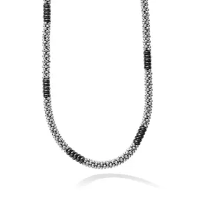 LAGOS Black Caviar Silver Station Ceramic Beaded Necklace