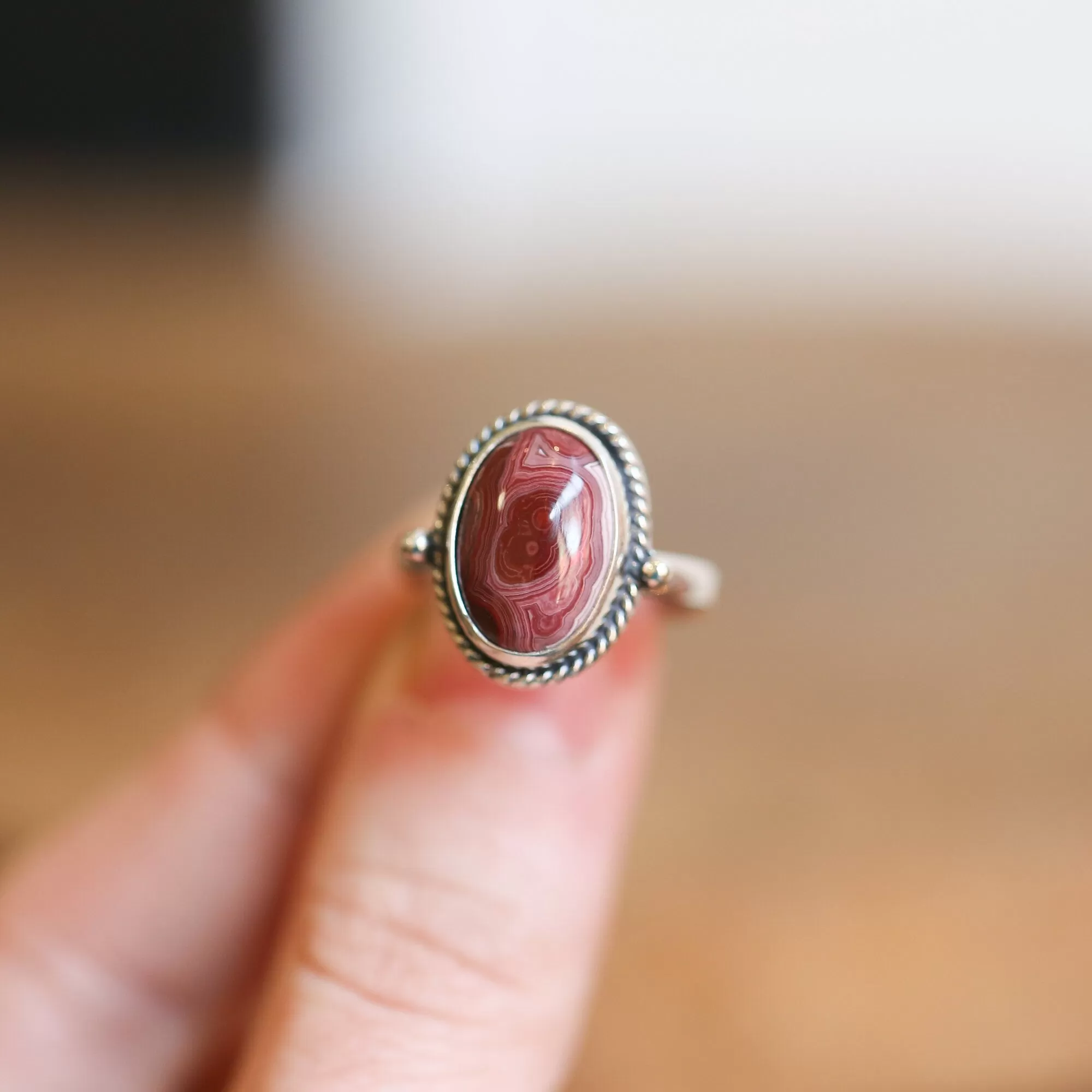 Laguna Lace Agate Lasso Ring - .925 Sterling Silver - Choose Your Own Stone - Silversmith Ring