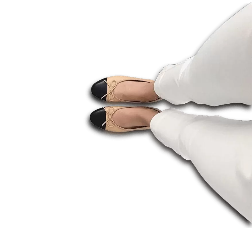 Lambskin Two Tone Bow Ballet Flats