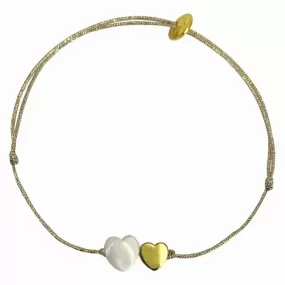 Maupiti Bracelet, Mother-Of-Pearl Heart & Gold Plated