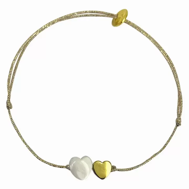 Maupiti Bracelet, Mother-Of-Pearl Heart & Gold Plated