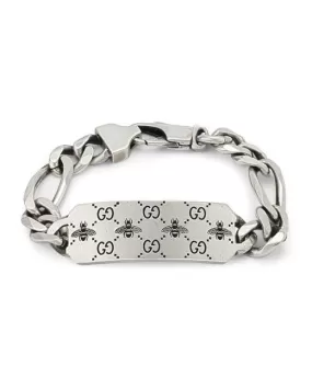 Medium GG & Bee Engraved ID Bracelet