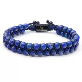 Men's LAPIS LAZULI Double Bead Bracelet - One Size Fits All