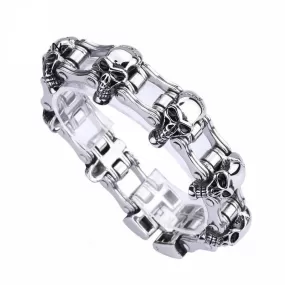 Men’s Stainless Steel Skull Biker Link Chain Bracelet