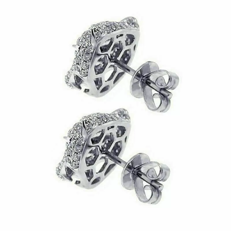 Micro-Pave Leopard Emerald Eyes Stud Earrings