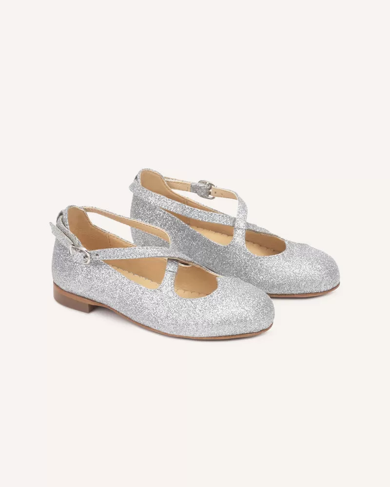 Mini Silver Glitter Lover Flats