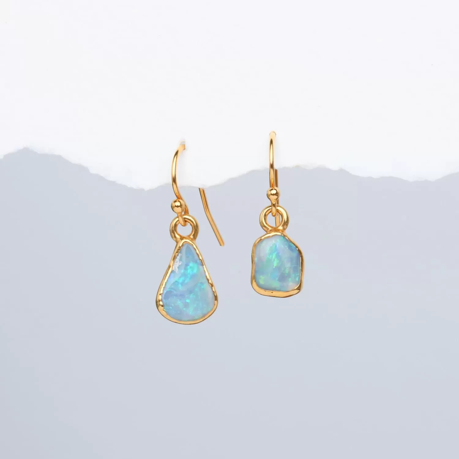 Mismatched Opal Earrings • Australian Fire Opals • Minimalist Summer Aesthetic • October Birthstone • Non Tarnish Waterproof • Daily Wear