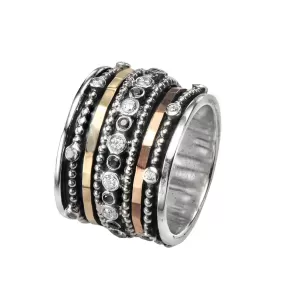 Modern Spinner Ring for Woman - fidget ring. Set with cz- All Sizes