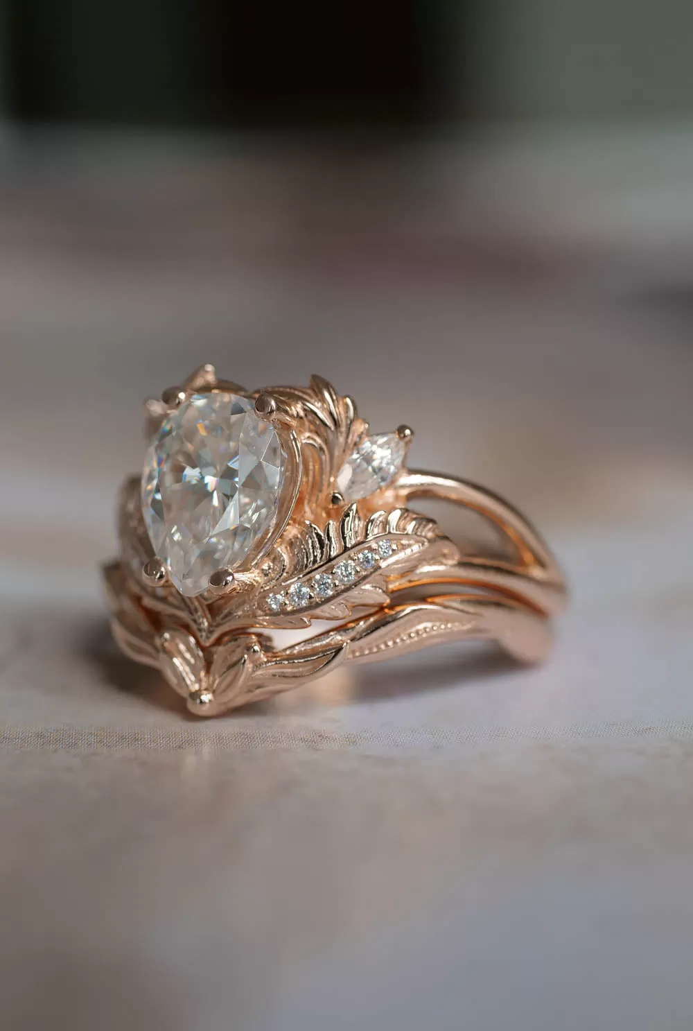 Moissanite engagement ring set in rose gold / Adonis