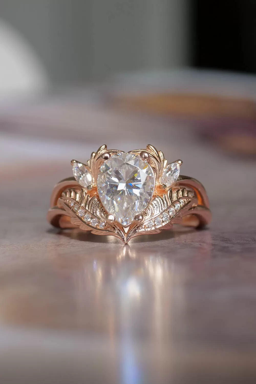 Moissanite engagement ring set in rose gold / Adonis