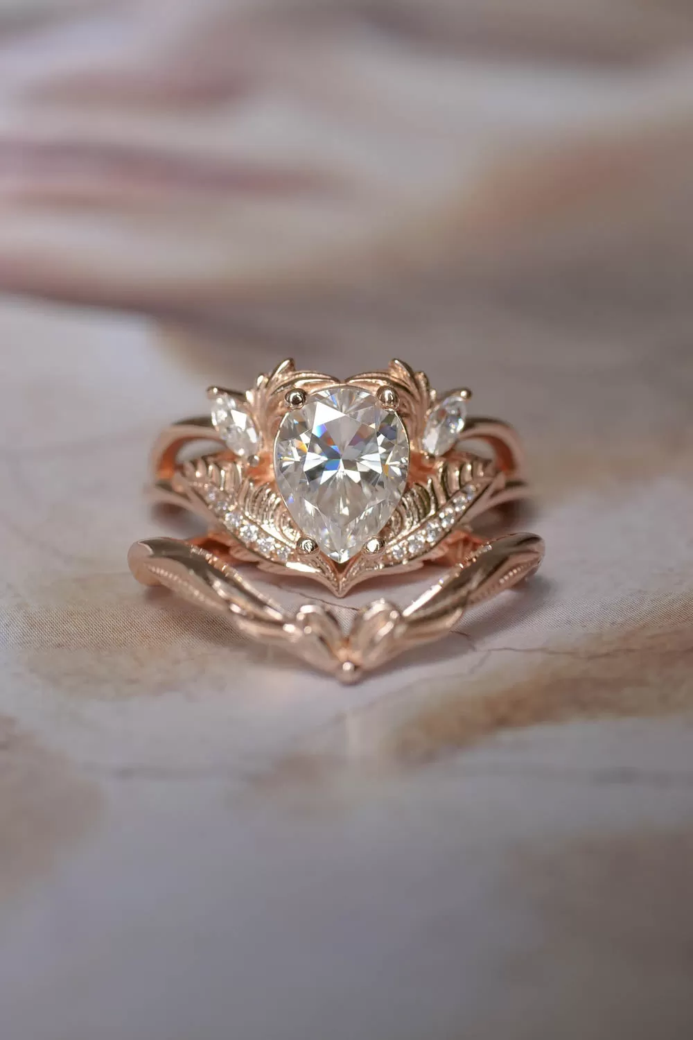 Moissanite engagement ring set in rose gold / Adonis