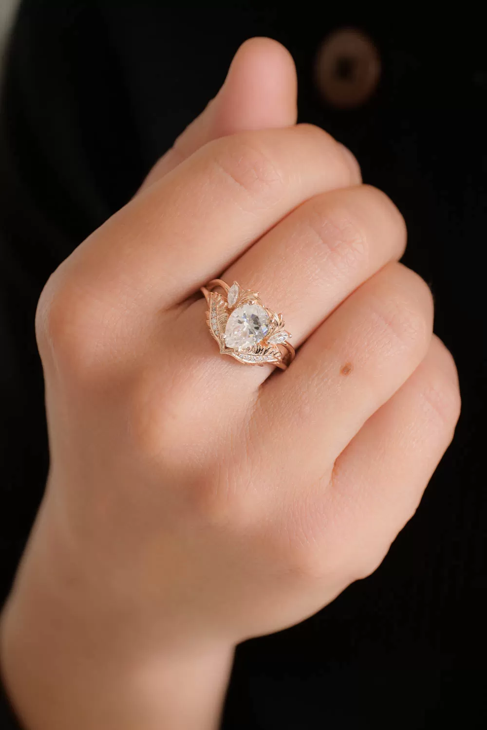 Moissanite engagement ring set in rose gold / Adonis