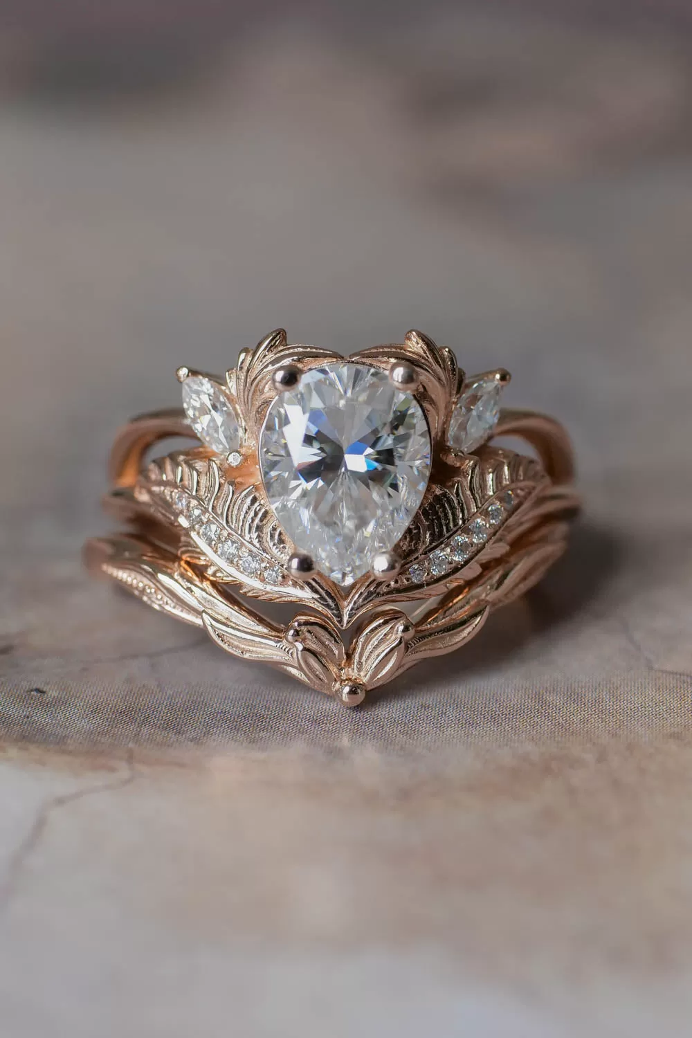 Moissanite engagement ring set in rose gold / Adonis