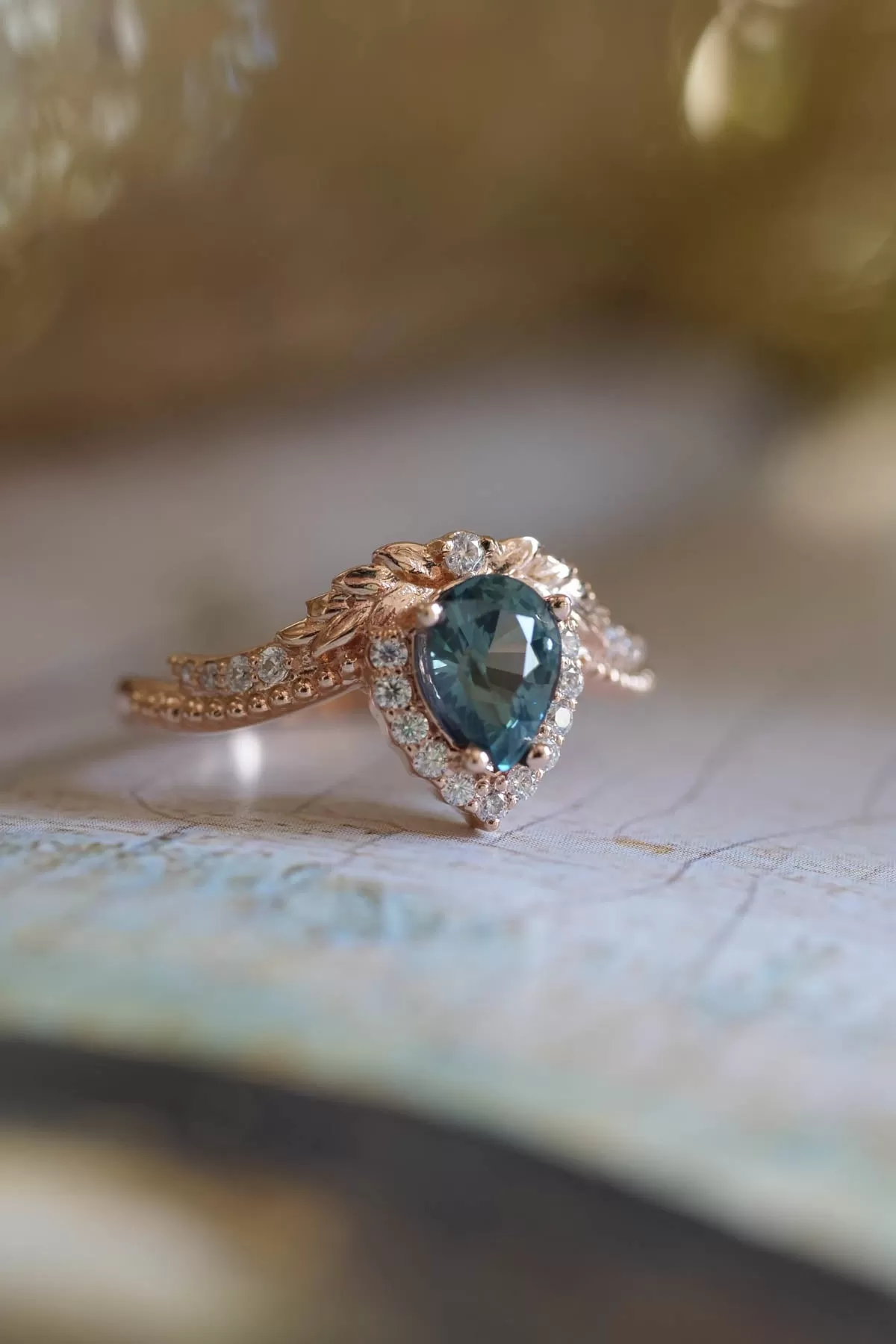 Montana blue sapphire engagement ring, alternative proposal ring / Lyonella