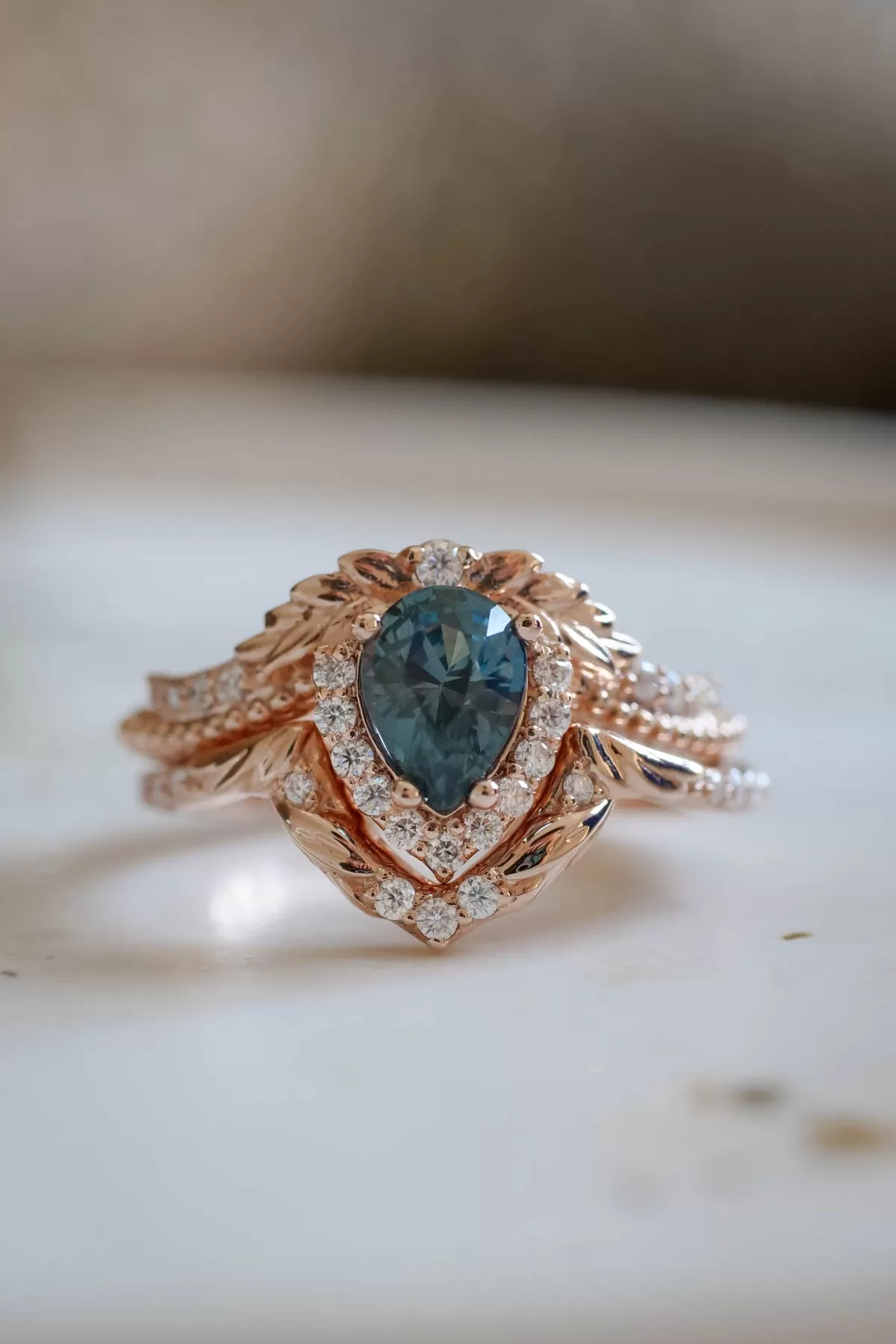 Montana blue sapphire engagement ring, alternative proposal ring / Lyonella