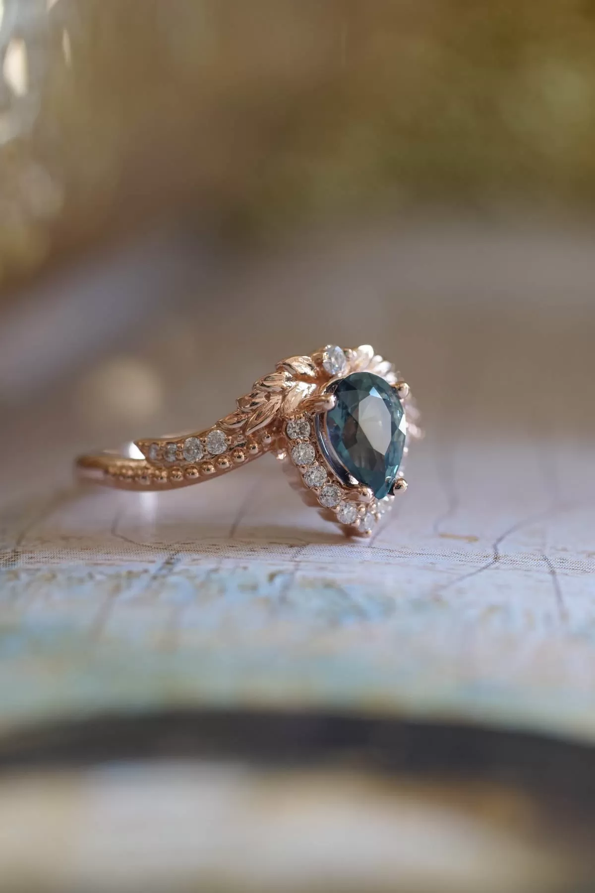 Montana blue sapphire engagement ring, alternative proposal ring / Lyonella