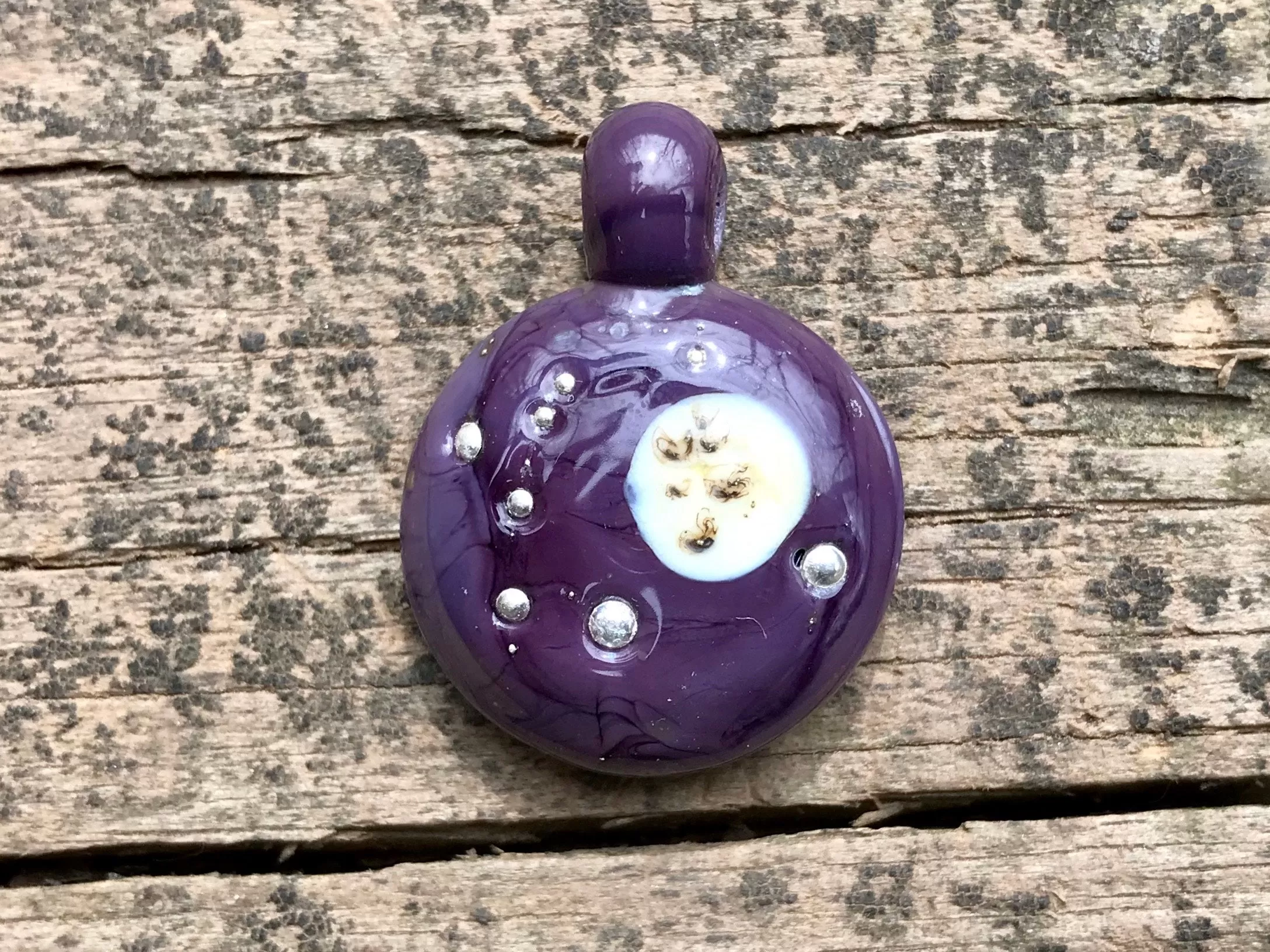 Moon and Galactic Stars Pendant with Cremains