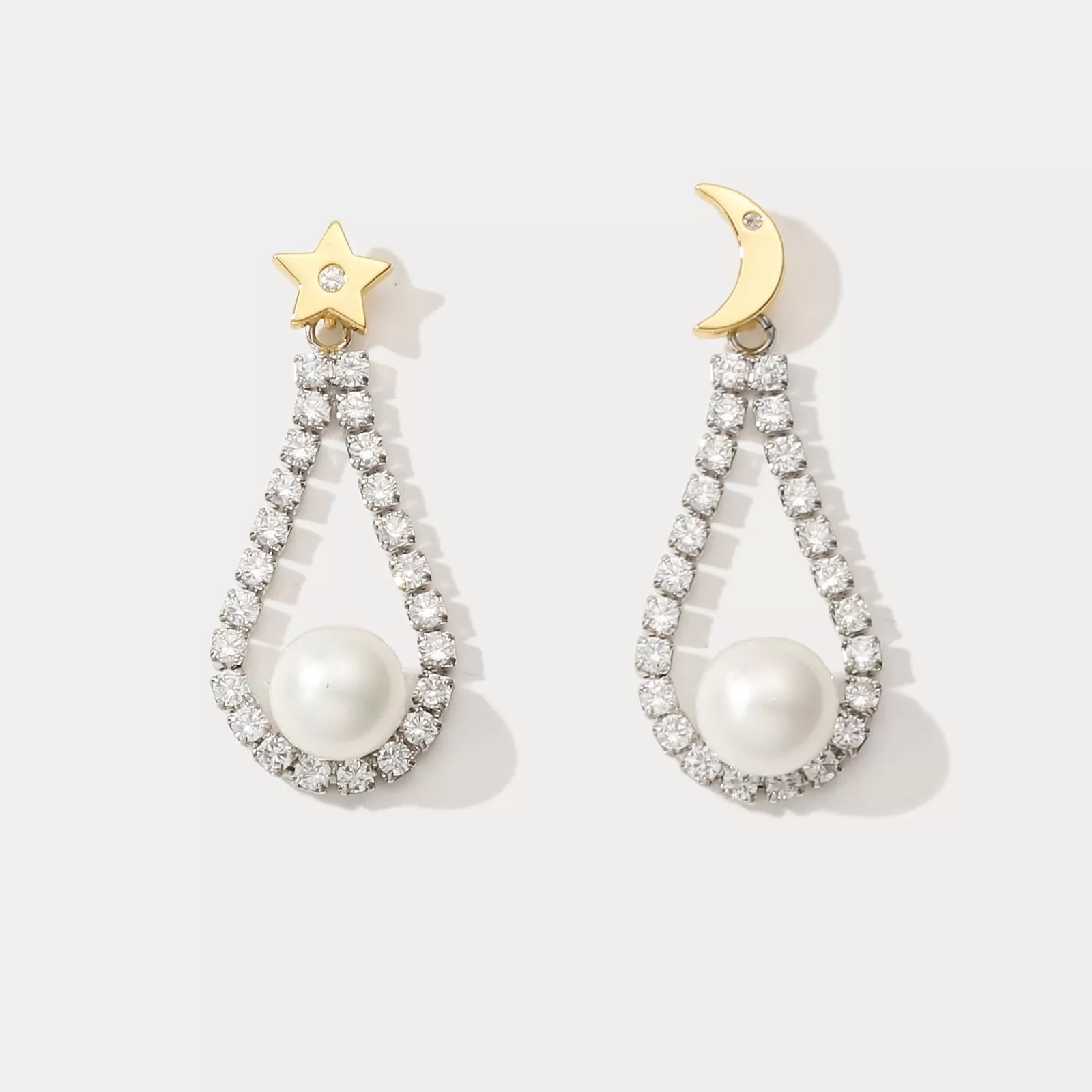 Moon Star Pearl Earrings