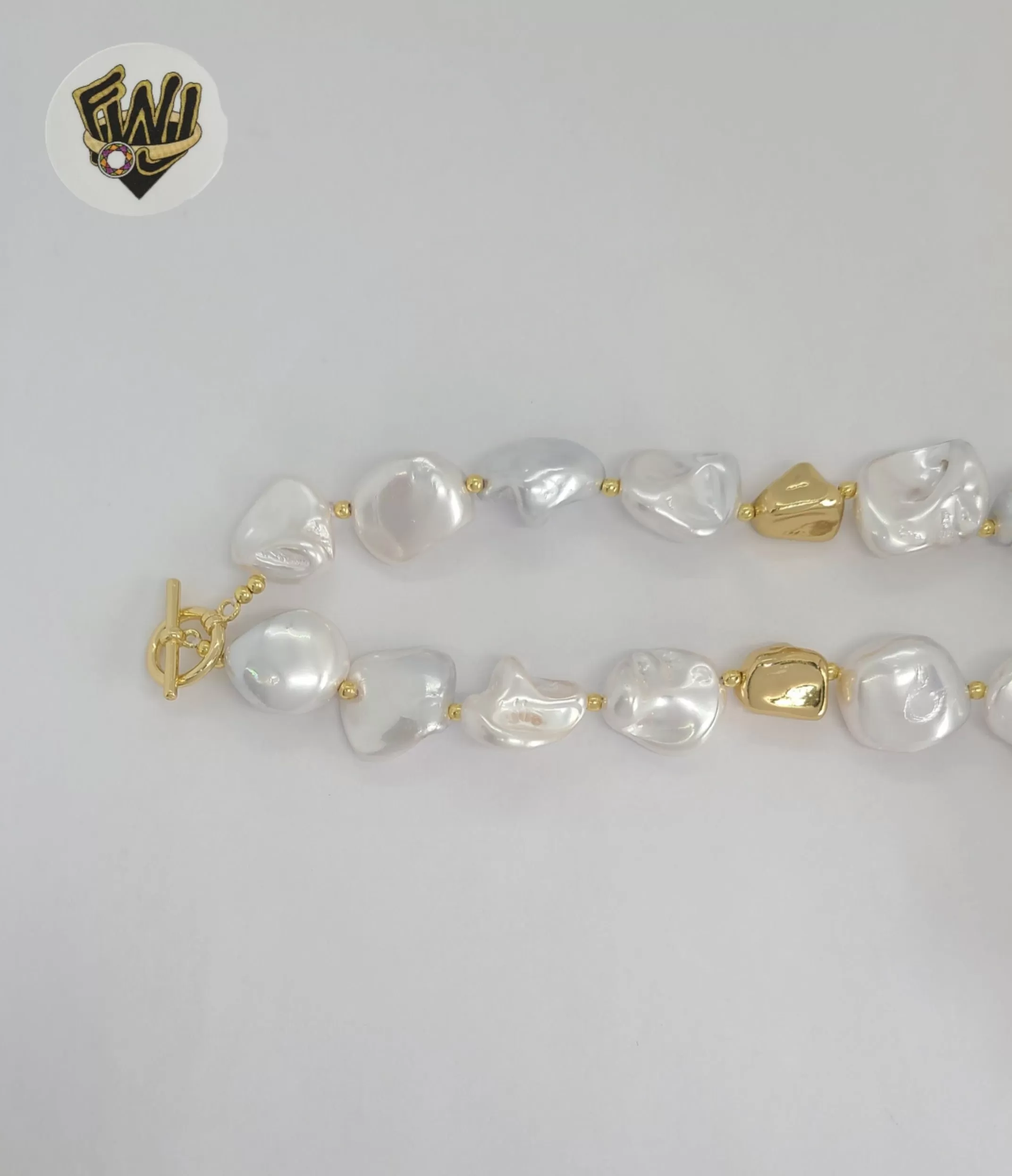 (MSET-35) Gold Plated - 16mm Mallorca Pearls Necklace-