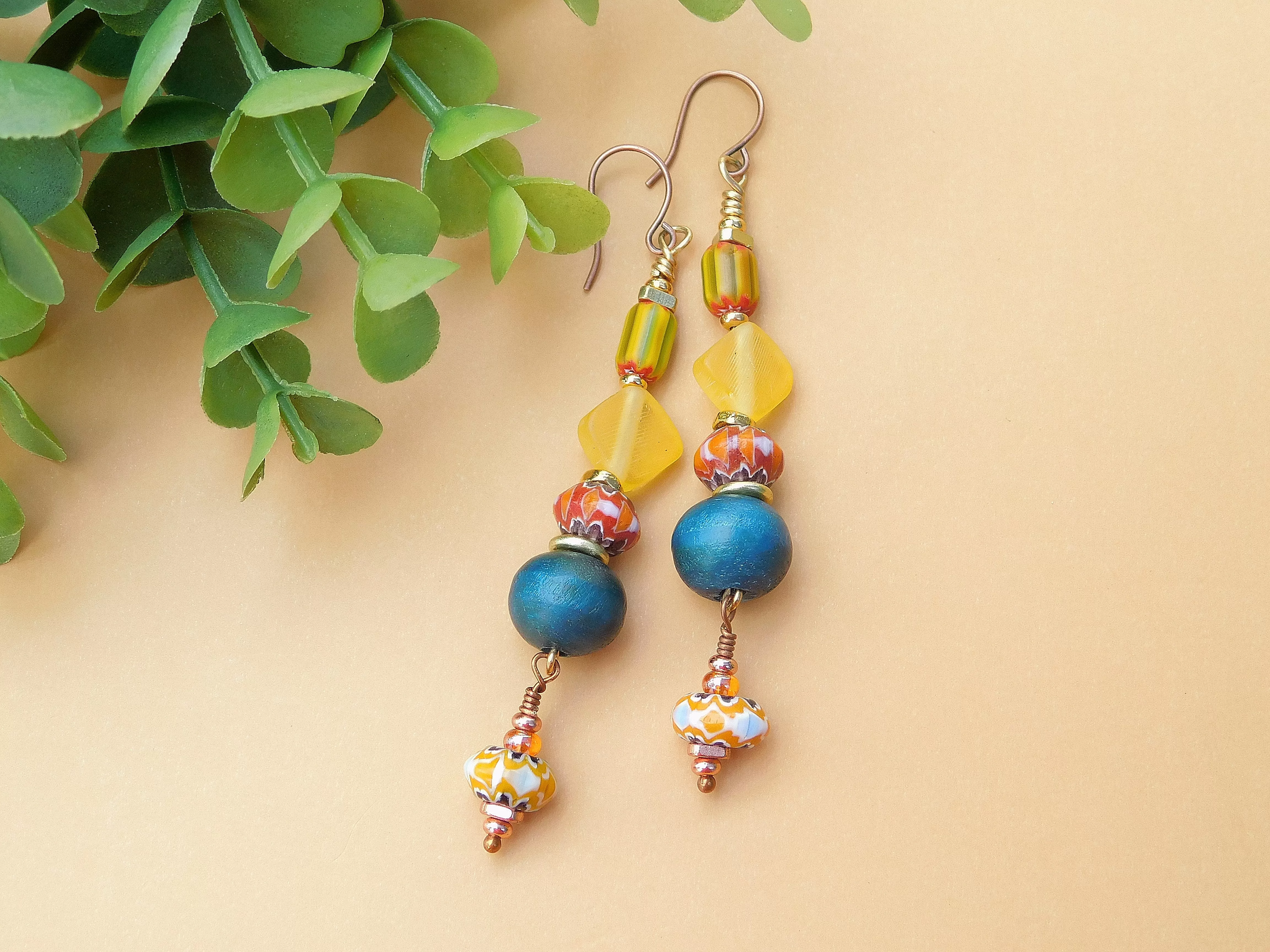 Multi-Color Chevron Boho Earrings