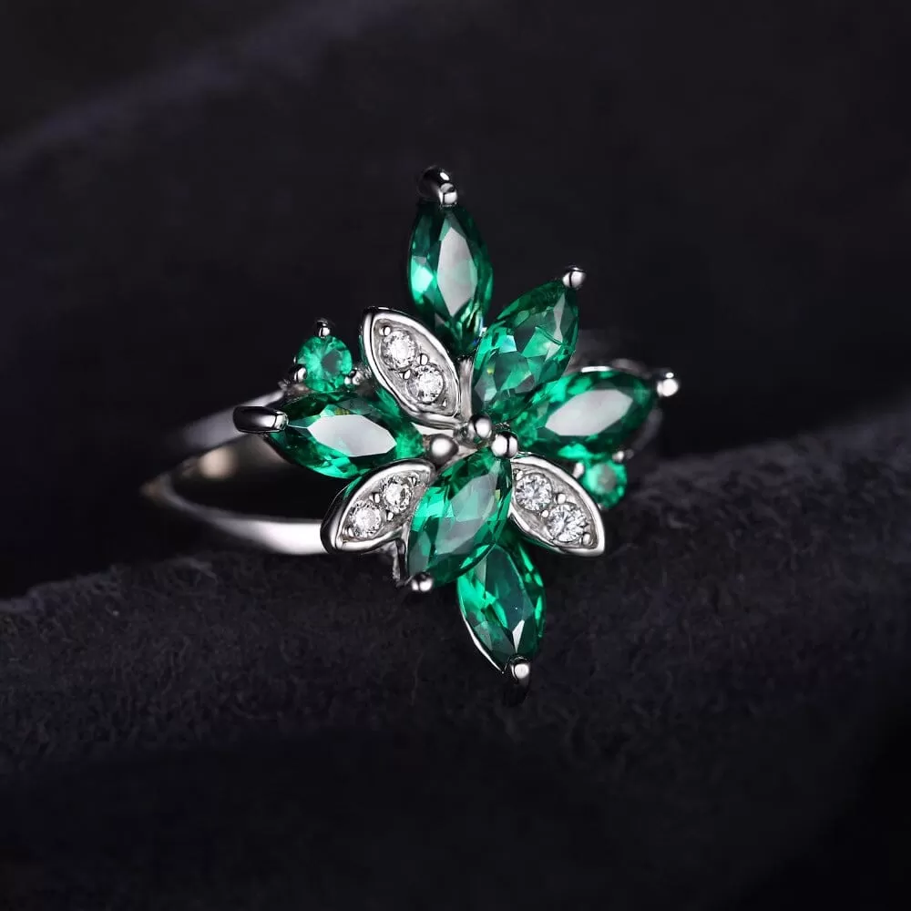 Nano Emerald Cocktail Ring - 925 Sterling Silver