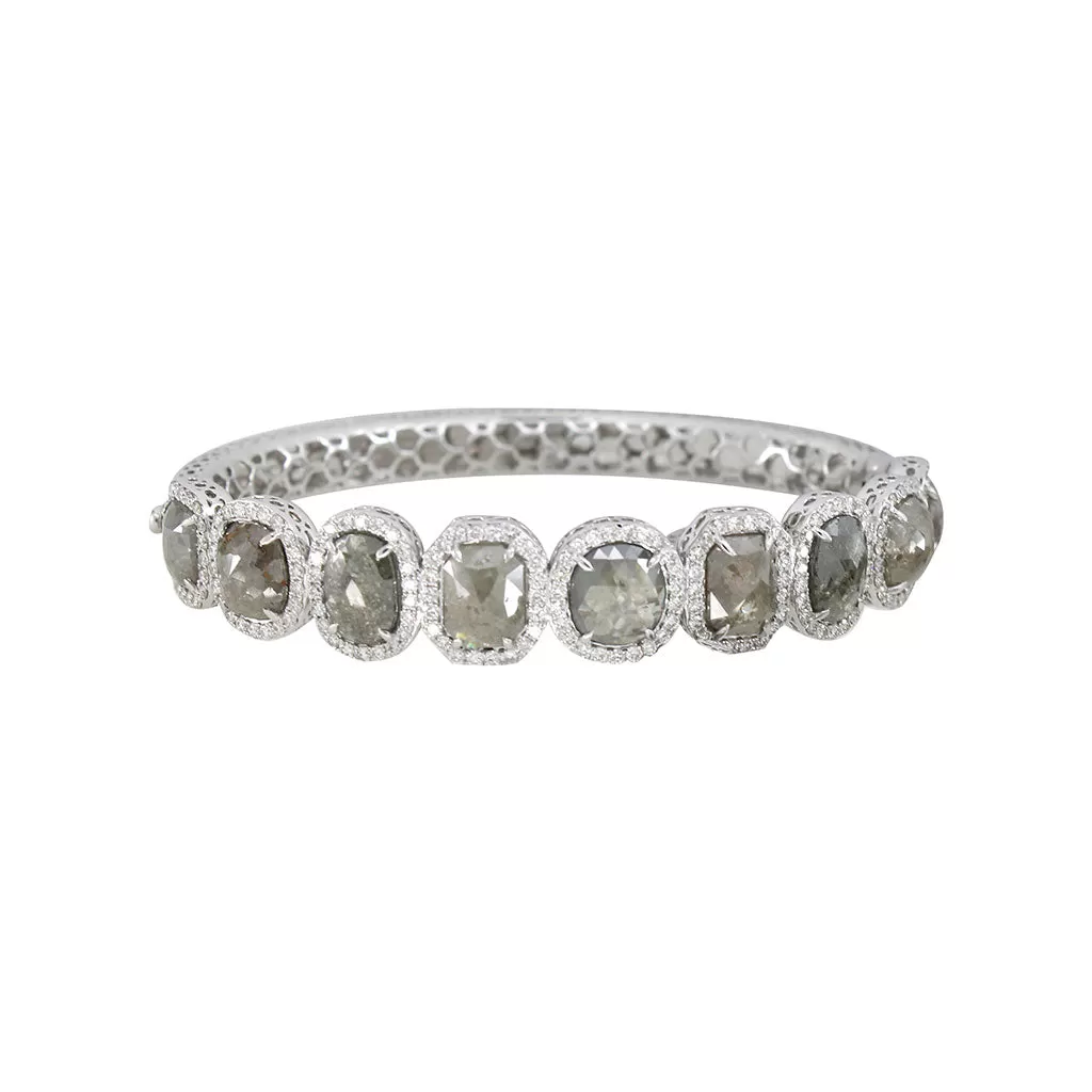 Natural Rough Diamond Bracelet with Halos