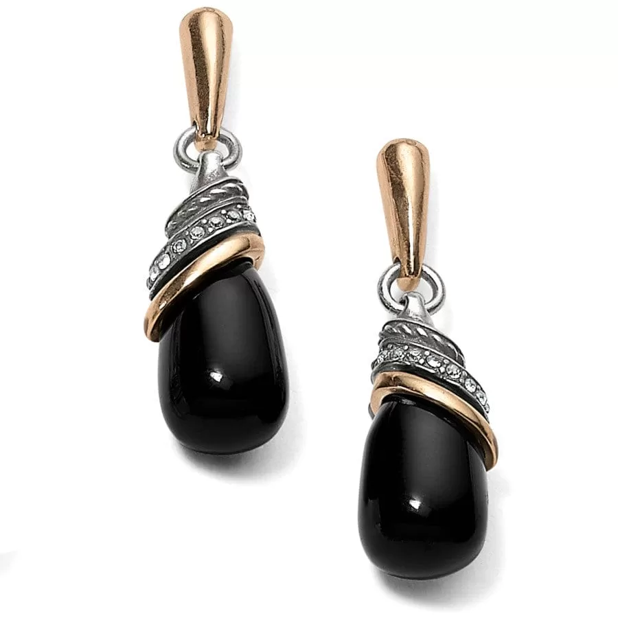 Neptune's Rings Black Agate Teardrop Earrings