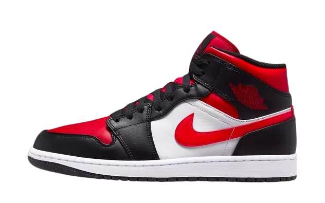 Nike Air Jordan 1 Mid Black Fire Red (GS) Women's