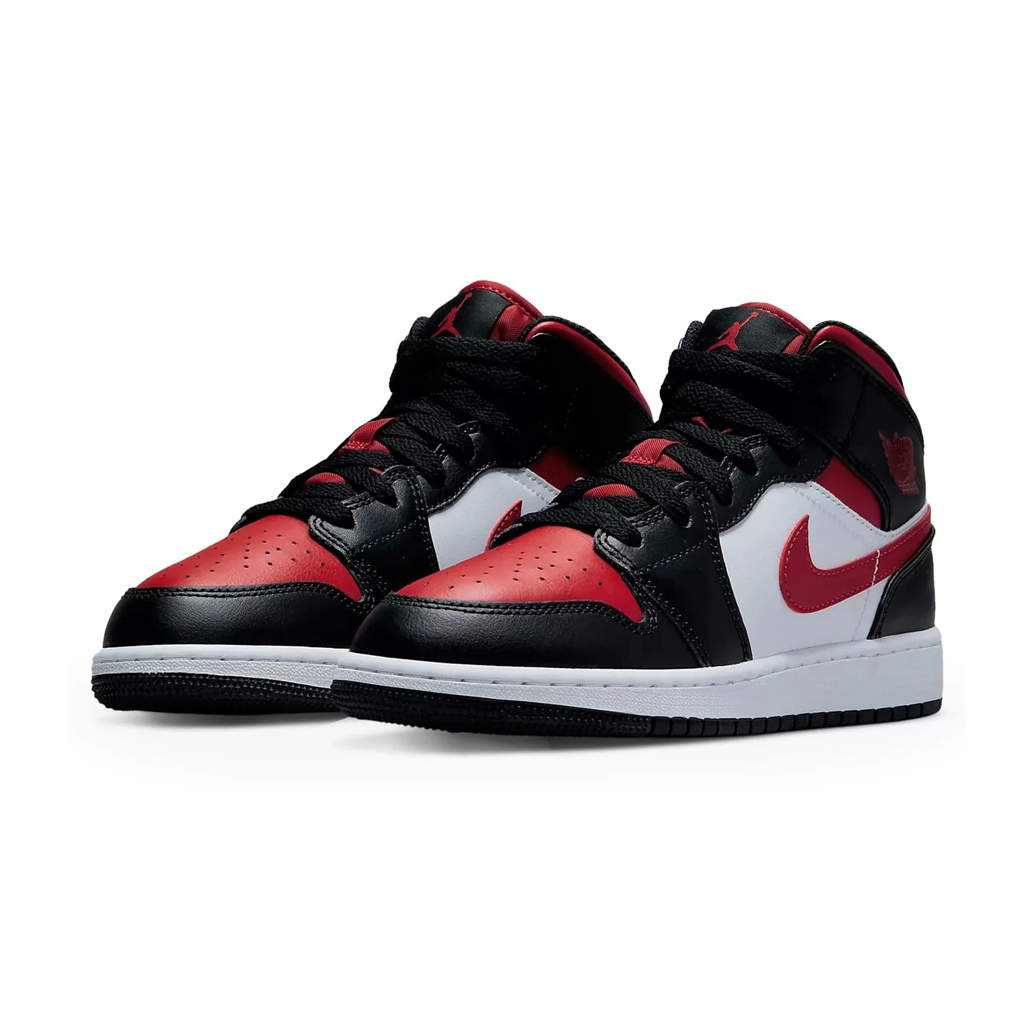 Nike Air Jordan 1 Mid Black Fire Red (GS) Women's