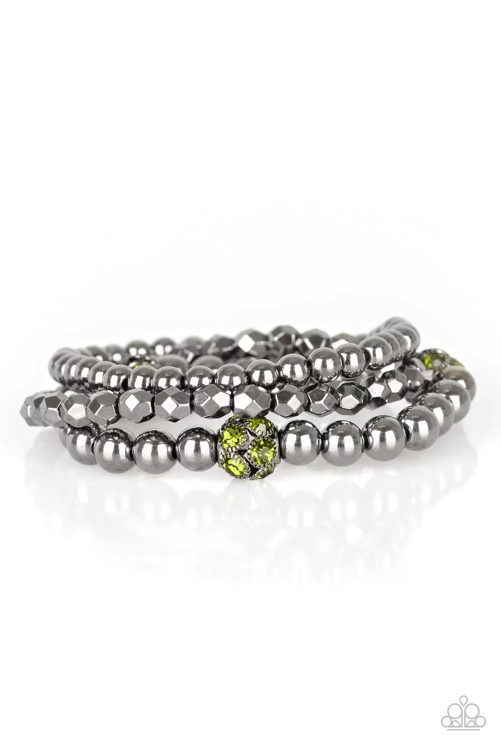 Noticeably Noir - Green Bracelet Paparazzi Accessories