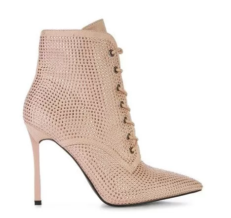 Nyra Stone Lace Up Booties