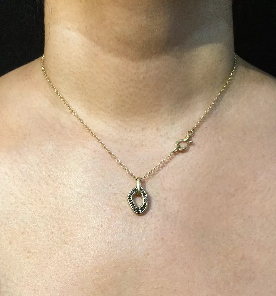 Open Pebble Pave Diamond Pendant Necklace in 18k gold