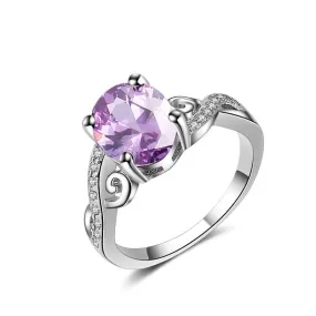 Oval Shape Princess Amethyst Ring