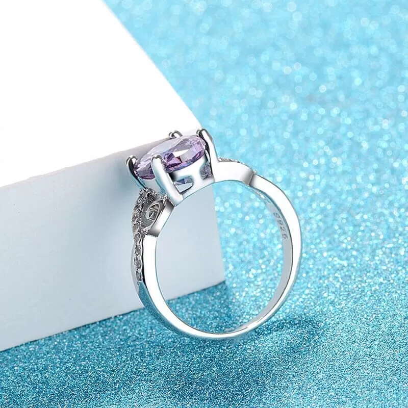 Oval Shape Princess Amethyst Ring