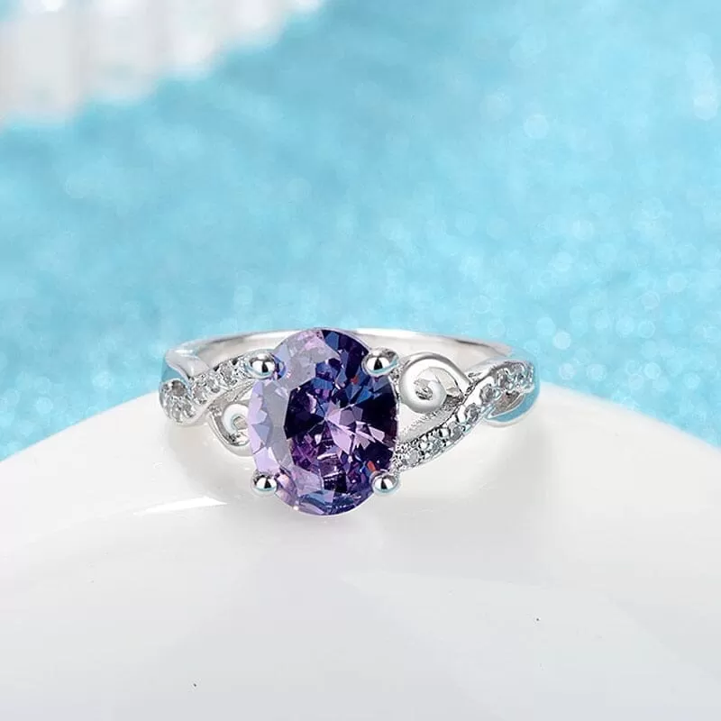 Oval Shape Princess Amethyst Ring