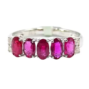 Oval Tourmaline Diamond Half Eternity Ring 18K White Gold