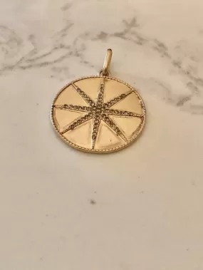 Pave Starburst Disc Charm - Gold