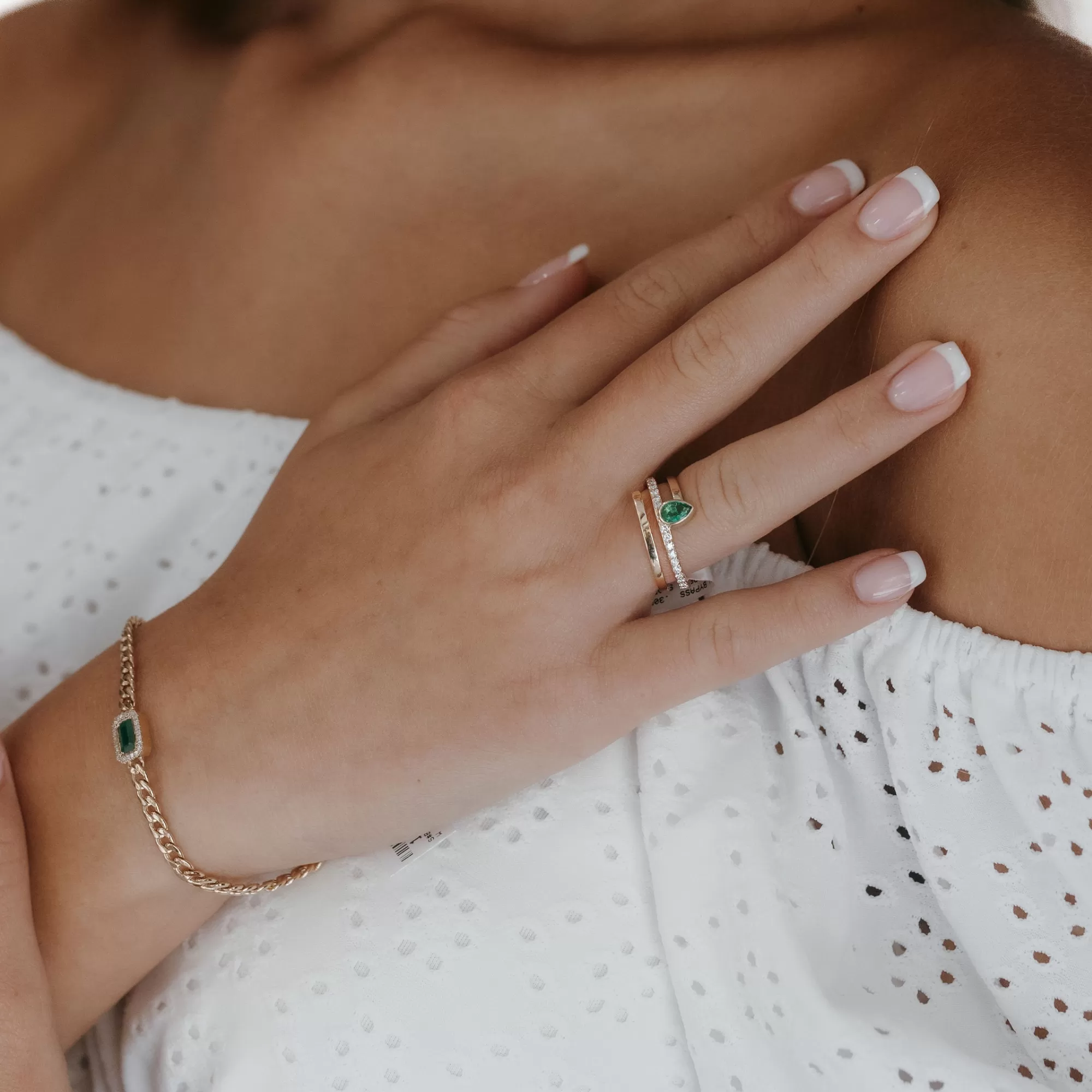 Pear Shape Emerald & Diamond Wrap Ring