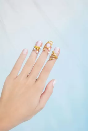 pearl wedding nail rings set