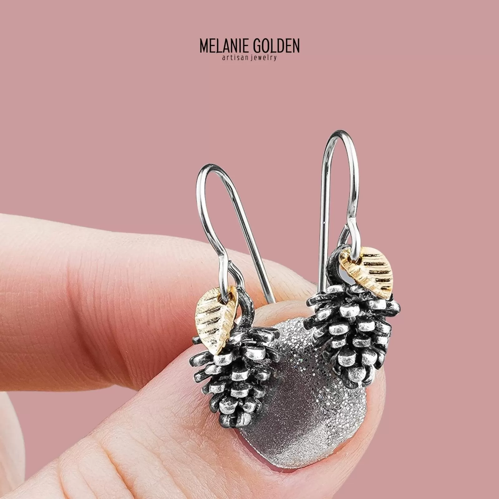 Pinecone Earrings With Leaves