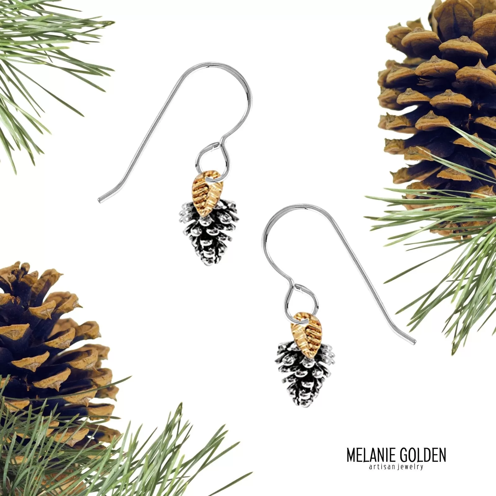 Pinecone Earrings With Leaves