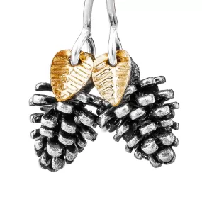 Pinecone Earrings With Leaves