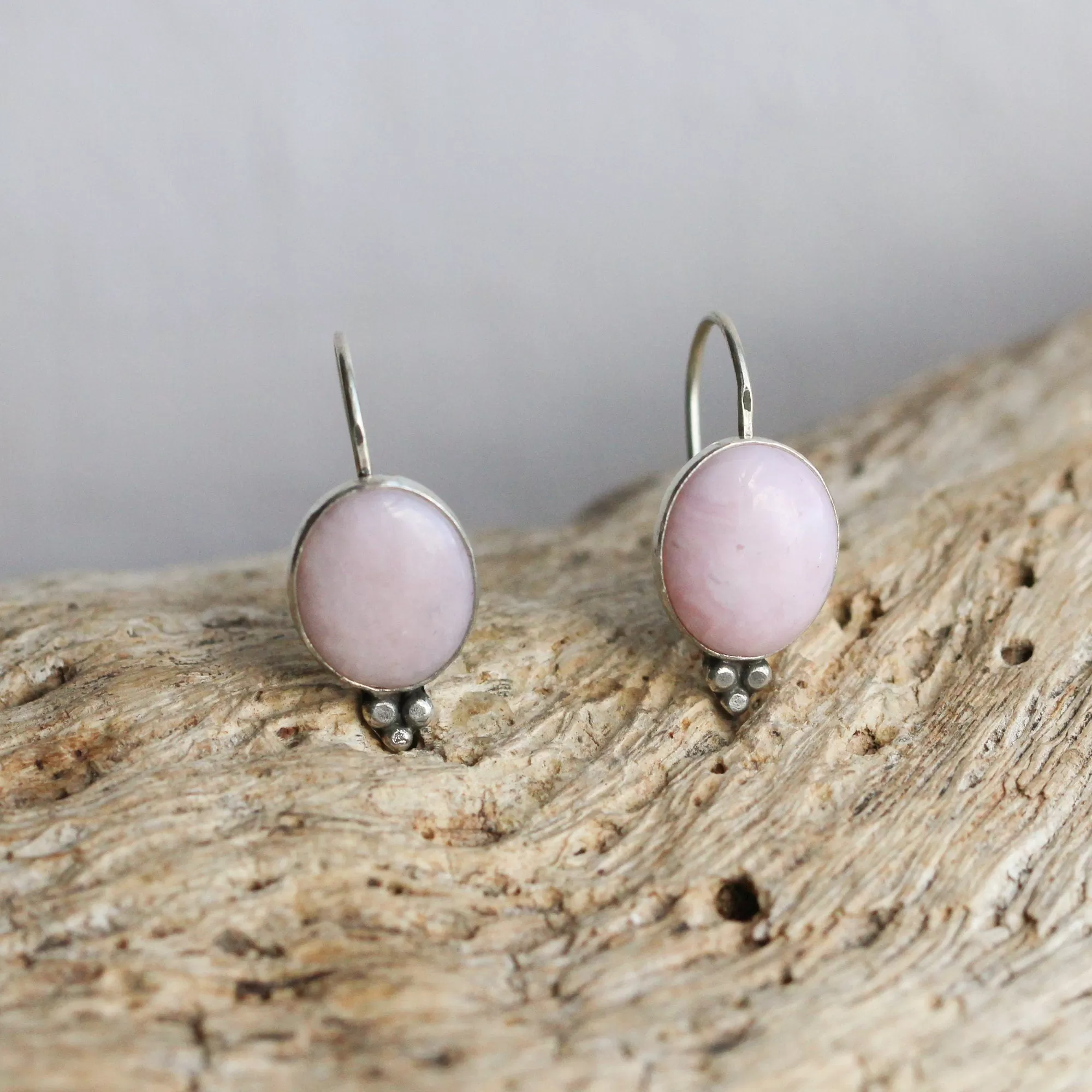 Pink Opal Piper Earrings - Sterling Silver Drop Earrings - Boho Pink Earrings - Silversmith