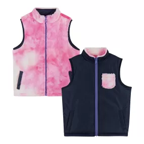 Pink Tie Dye Reversible Sherpa Vest