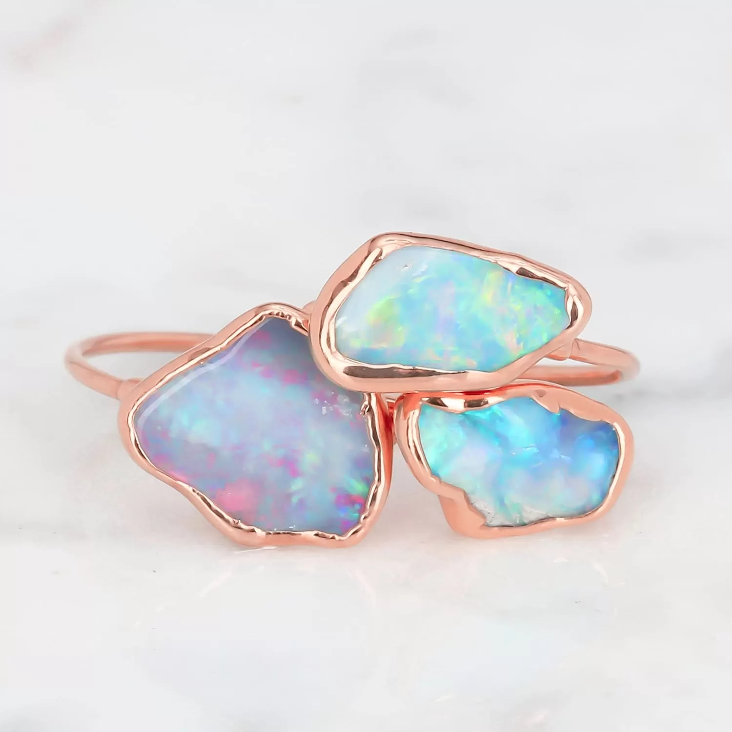 Raw Australian Opal Ring in Rose Gold