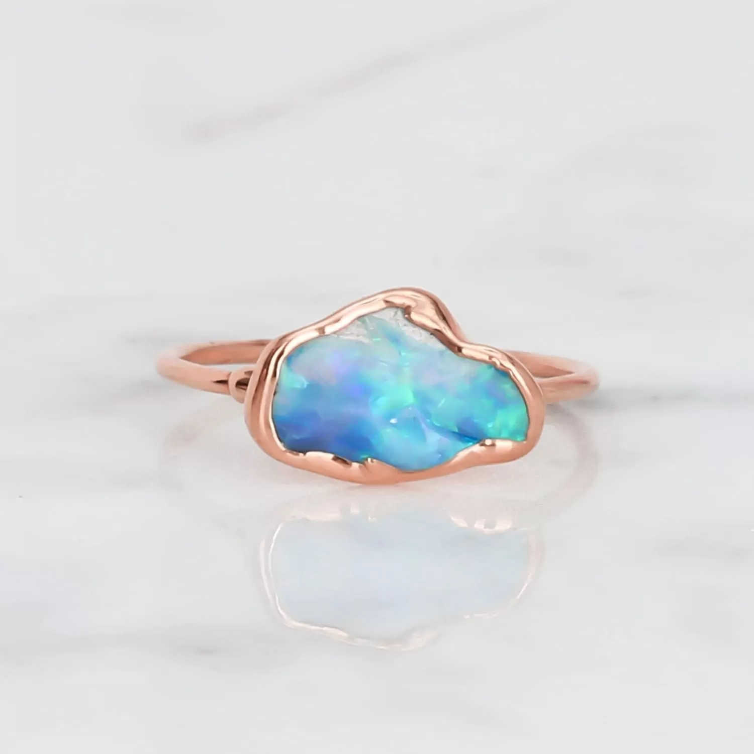 Raw Australian Opal Ring in Rose Gold